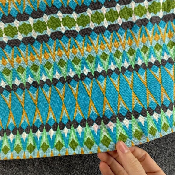 J Crew Pencil Skirt Women Green Blue Geometric Size 6 Back Zip Cotton Office - Picture 11 of 16